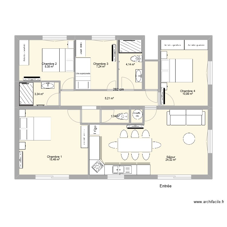 5 Voile 1er étage. Plan de 12 pièces et 83 m2