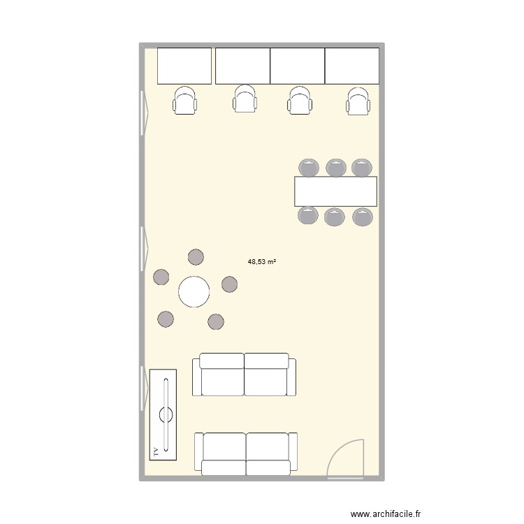 quiet room. Plan de 1 pièce et 49 m2