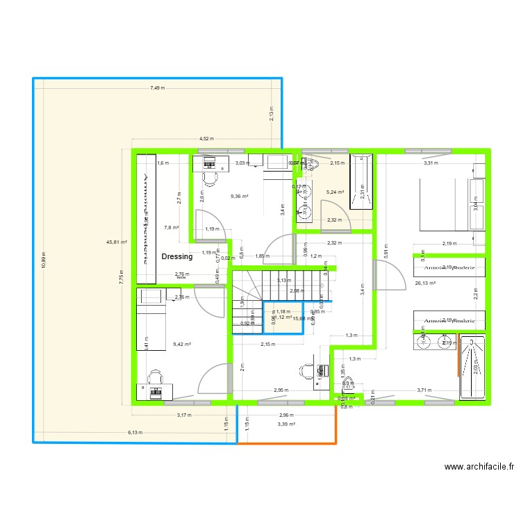 TOMASELLI ES ETAGE. Plan de 11 pièces et 124 m2