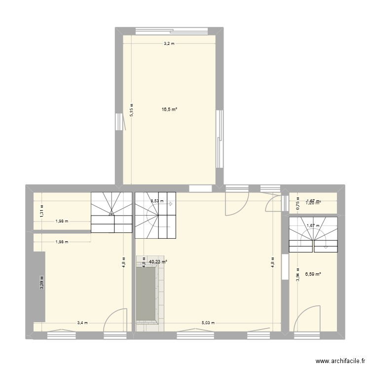 Agrandissement V02 ABF. Plan de 4 pièces et 65 m2
