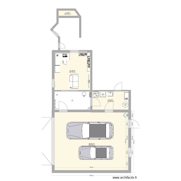 garage + aménagement ancien garage. Plan de 0 pièce et 0 m2