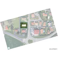 plan base jardin, dalle 20x20, bâtiment centrée