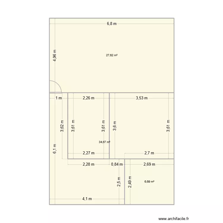 planB2. Plan de 3  et 69 m²