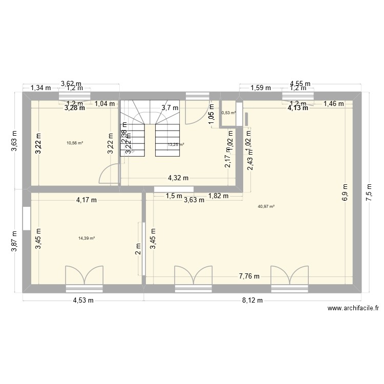maison rdc V1. Plan de 5 pièces et 80 m2