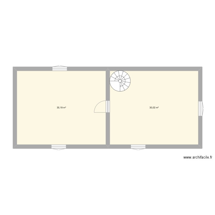 marie sainte. Plan de 2 pièces et 60 m2
