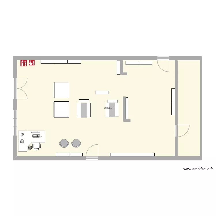 magasin Damart. Plan de 1  et 80 m²