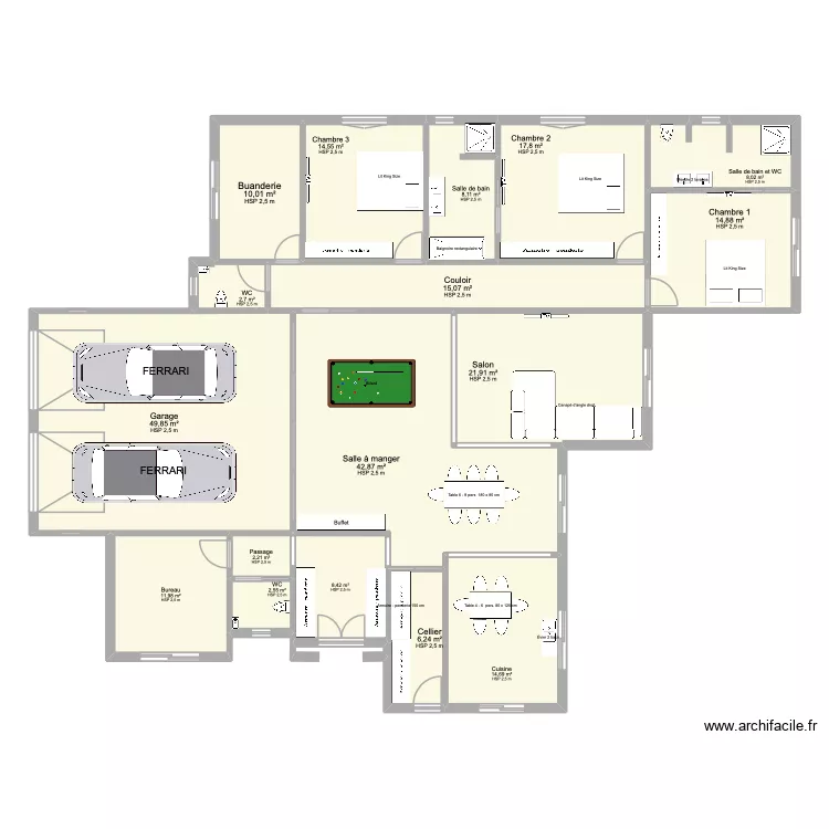 terrain christian 1. Plan de 17 pièces et 252 m²
