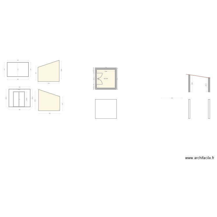 abri de jardin. Plan de 1 pièce et 7 m2