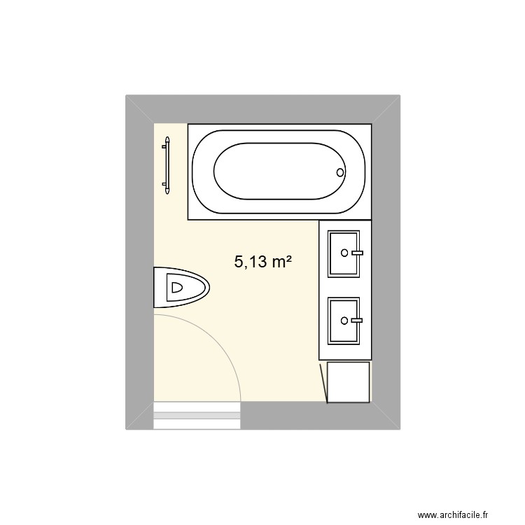 SDB Grange Batelière. Plan de 1 pièce et 5 m2