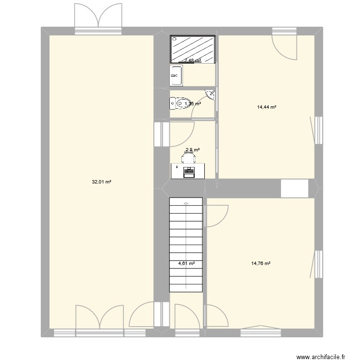 RDC MARCONIS. Plan de 7 pièces et 72 m2