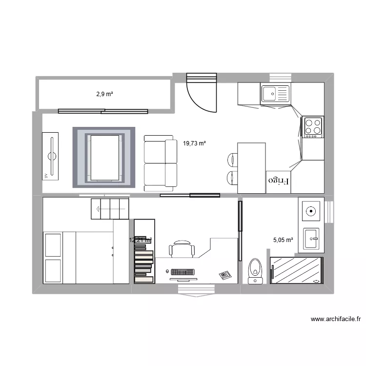 appart 40 m2 25eme. Plan de 4  et 40 m²