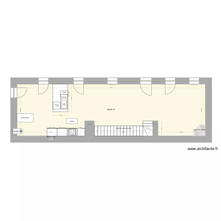 Carpentras-RDC Cuisine. Plan de 1 Pièce et 61 m² Carpentras-RDC Cuisine. Plan de 1 Pièce et 61 m²