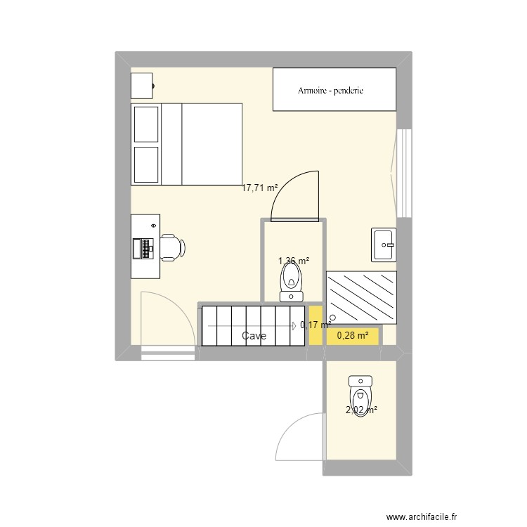 BELLEVUE EAU. Plan de 6 pièces et 23 m2