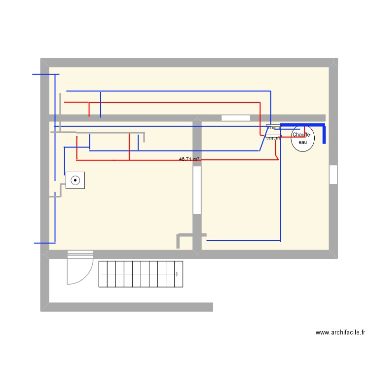 plan technique sci le pere cave. Plan de 1 pièce et 47 m2