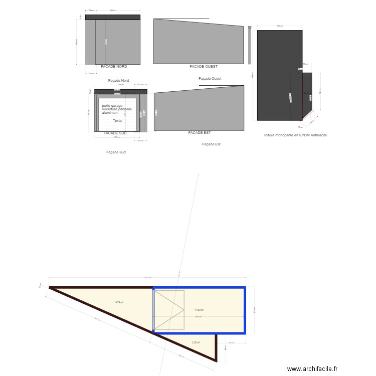 FACADE GARAGE modif. Plan de 6 pièces et 35 m2