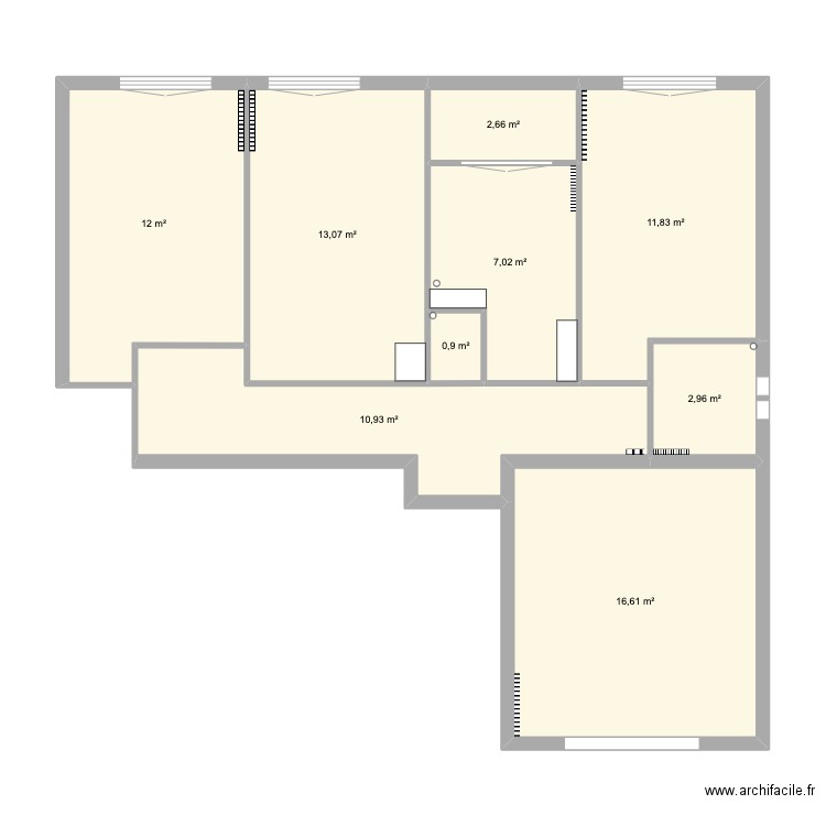 RICHELIEU VFF. Plan de 9 pièces et 78 m2