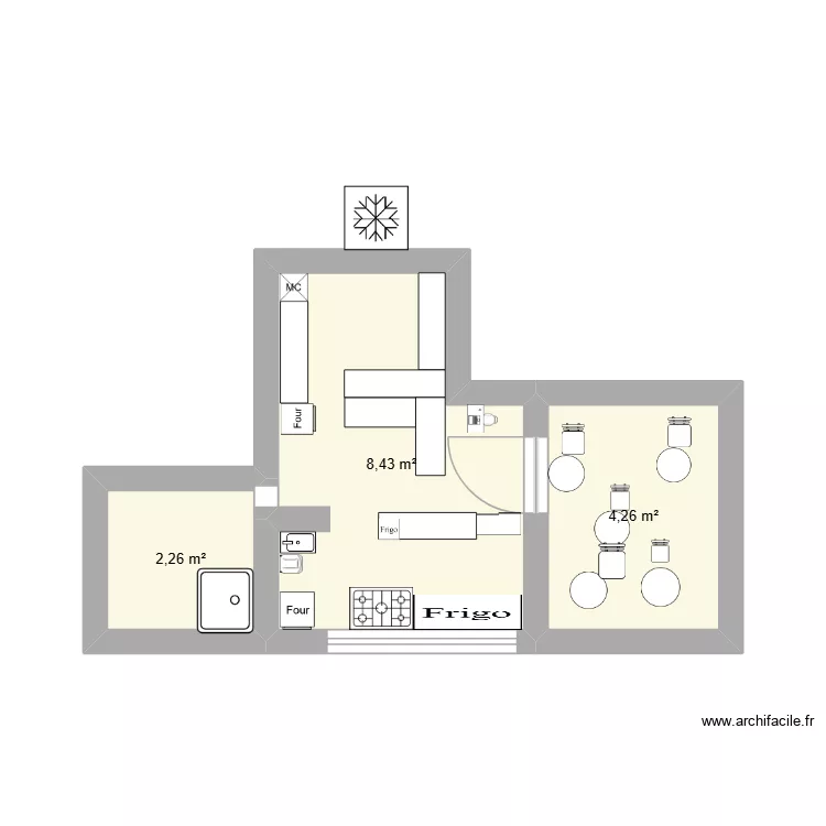 cuisine la croix d or. Plan de 3  et 15 m²