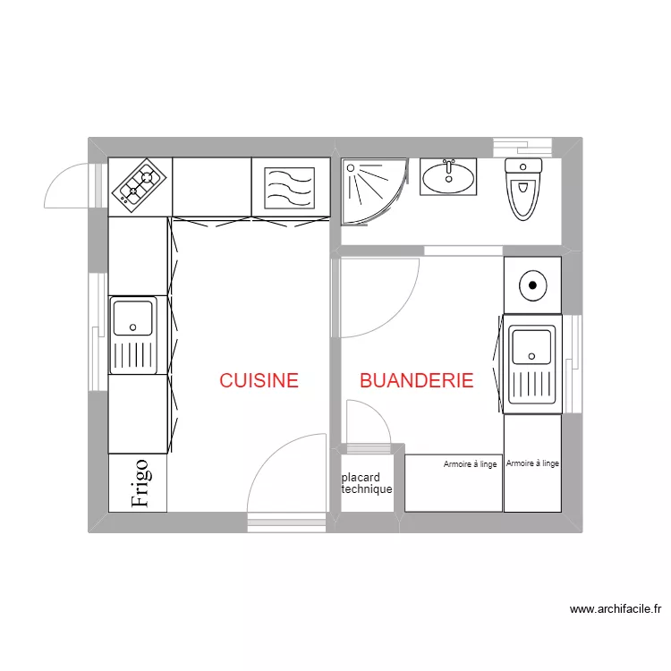 cuisine-buanderie V2. Plan de 