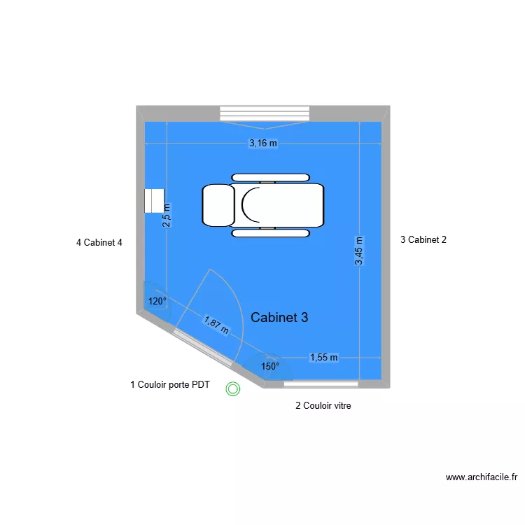 20010 Cabinet 3. Plan de 1  et 10 m²