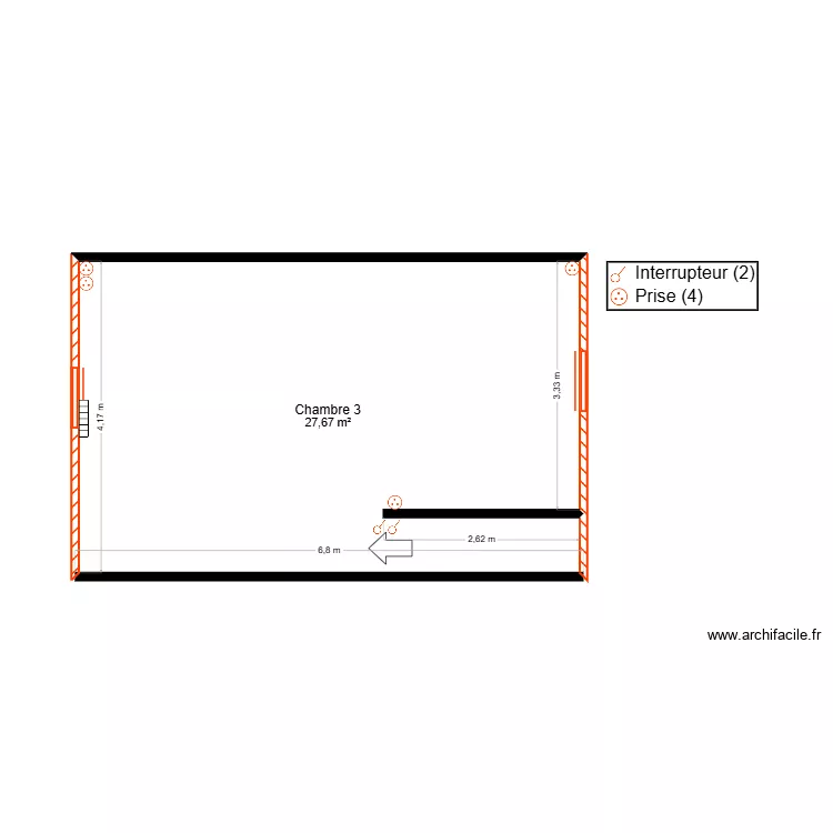 El HADI R+2 PRO. Plan de 1  et 28 m²