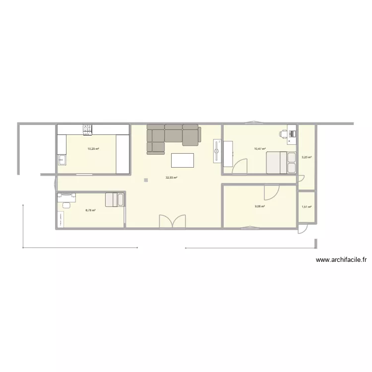 maison familiale. Plan de 7 Pièces et 74 m²