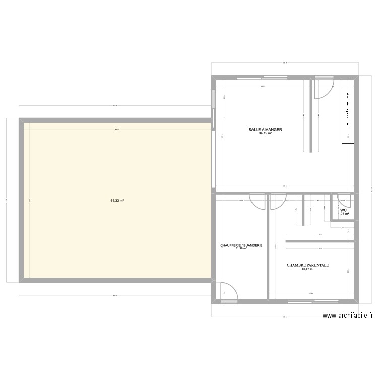 AGRANDISSEMENT PASCAL. Plan de 5 pièces et 130 m2