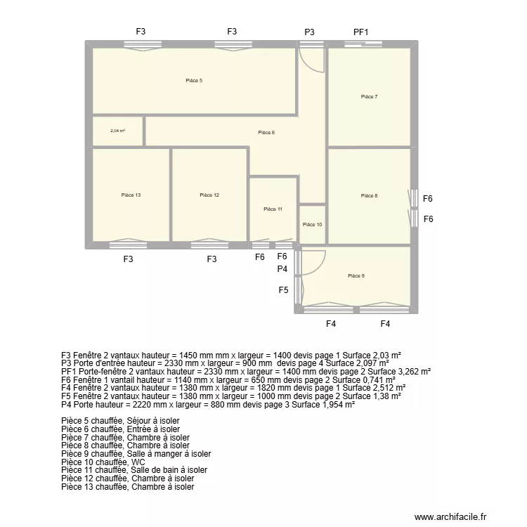 CHAINARD niveau 2. Plan de 10  et 89 m²