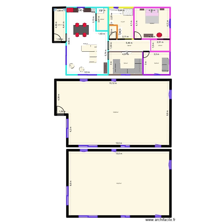 Maison 1. Plan de 12 pièces et 362 m2
