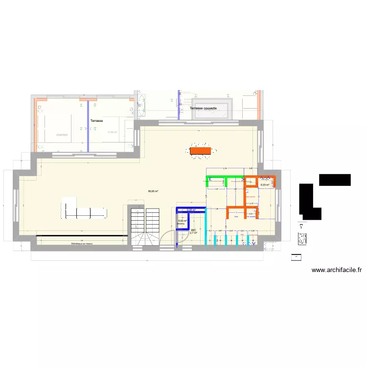 corse 3. Plan de 17  et 219 m²