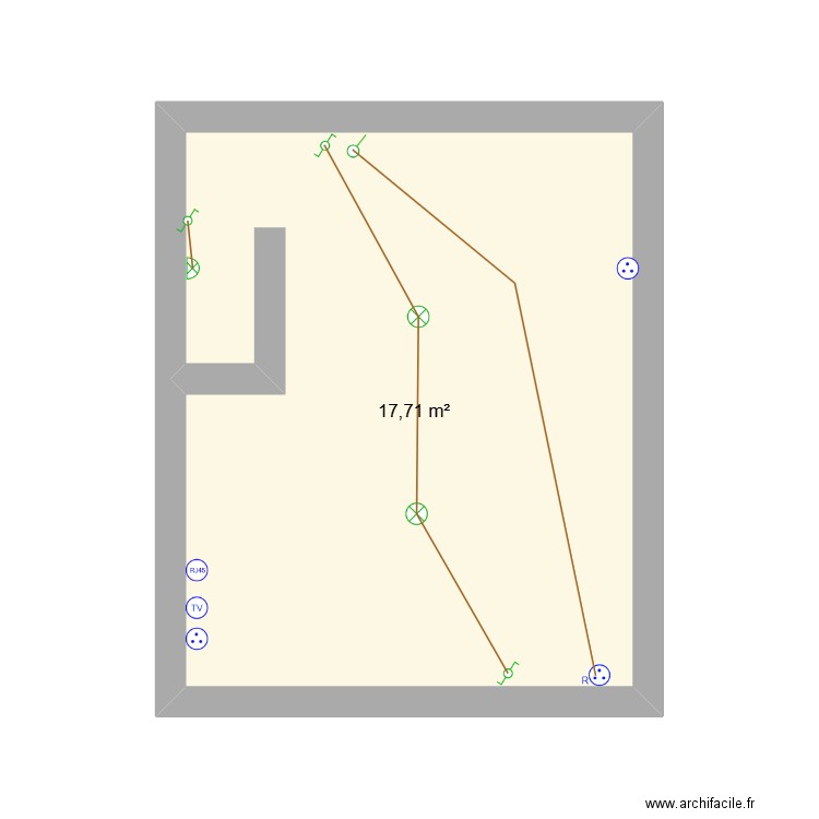 FF - Living room. Plan de 1 pièce et 18 m2