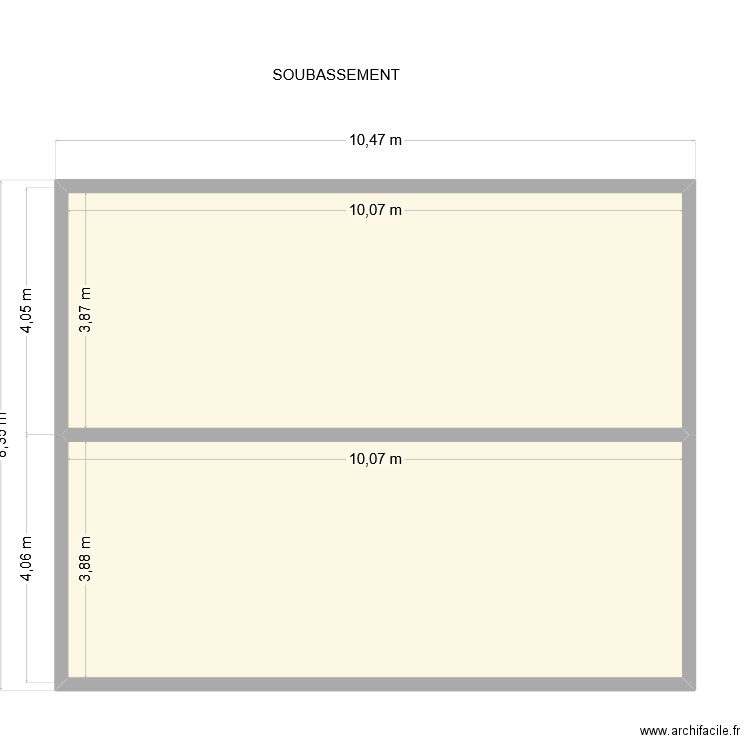 SOUBASSEMENT. Plan de 2 pièces et 78 m2