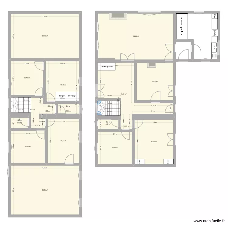Papy et Mamy. Plan de 14  et 265 m²