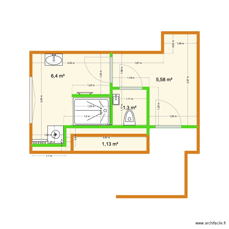 sub appart 3. Plan de 5 pièces et 15 m2