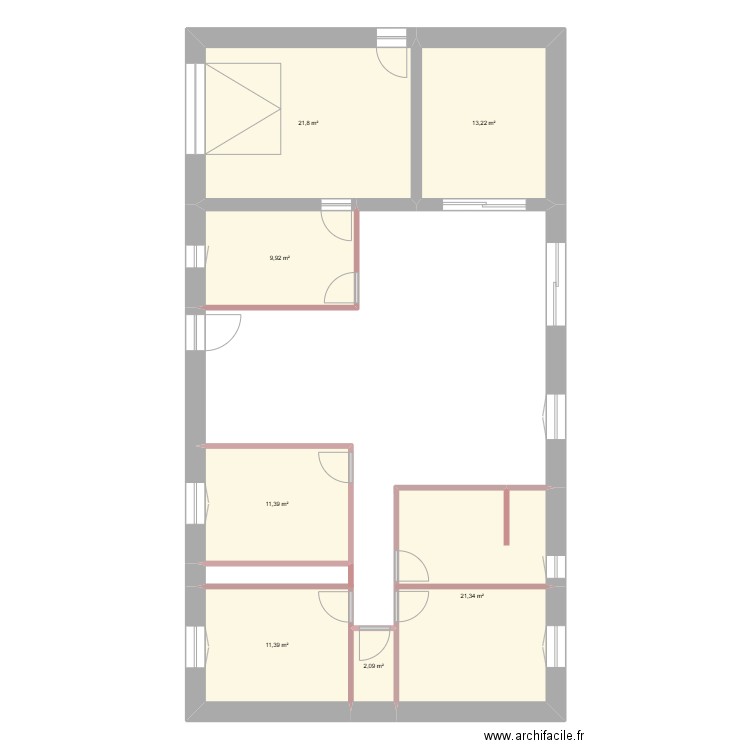 Maison Loc. Plan de 7 pièces et 91 m2