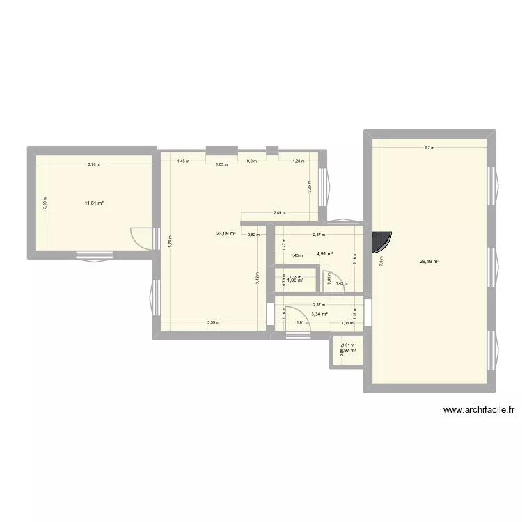 Plan de base 51. Plan de 7  et 74 m²