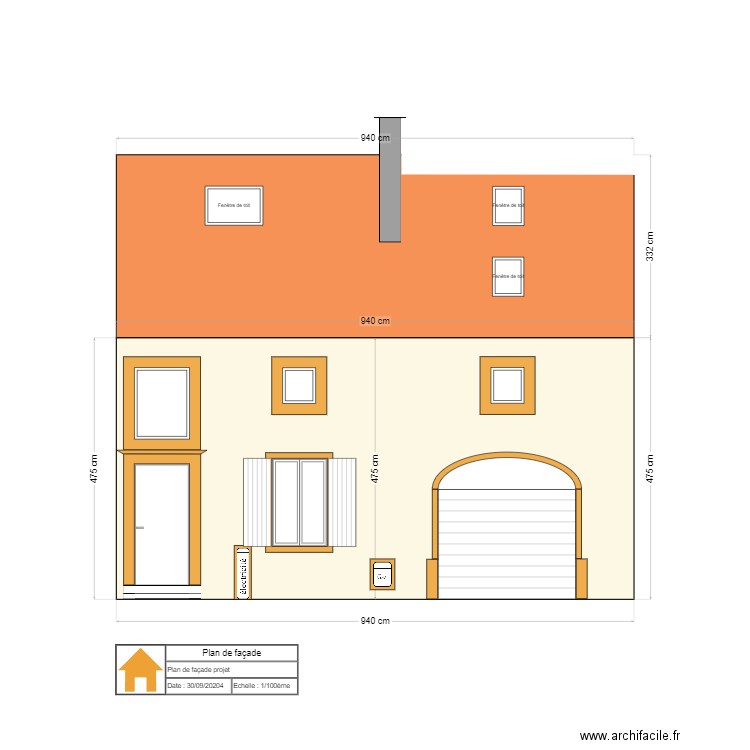 Plan de façade: projet. Plan de 0 pièce et 0 m2