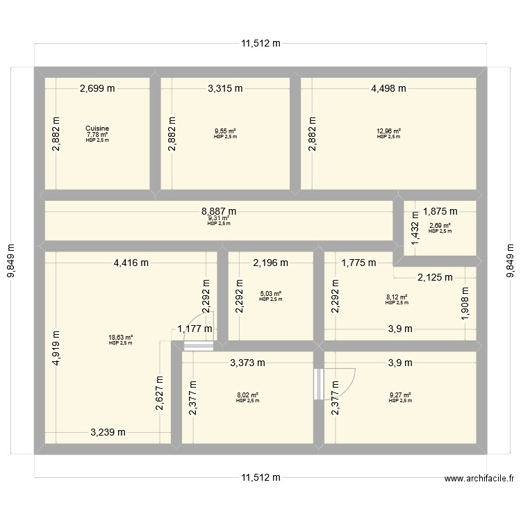 LA VIE EST BELLE. Plan de 10 pièces et 91 m2