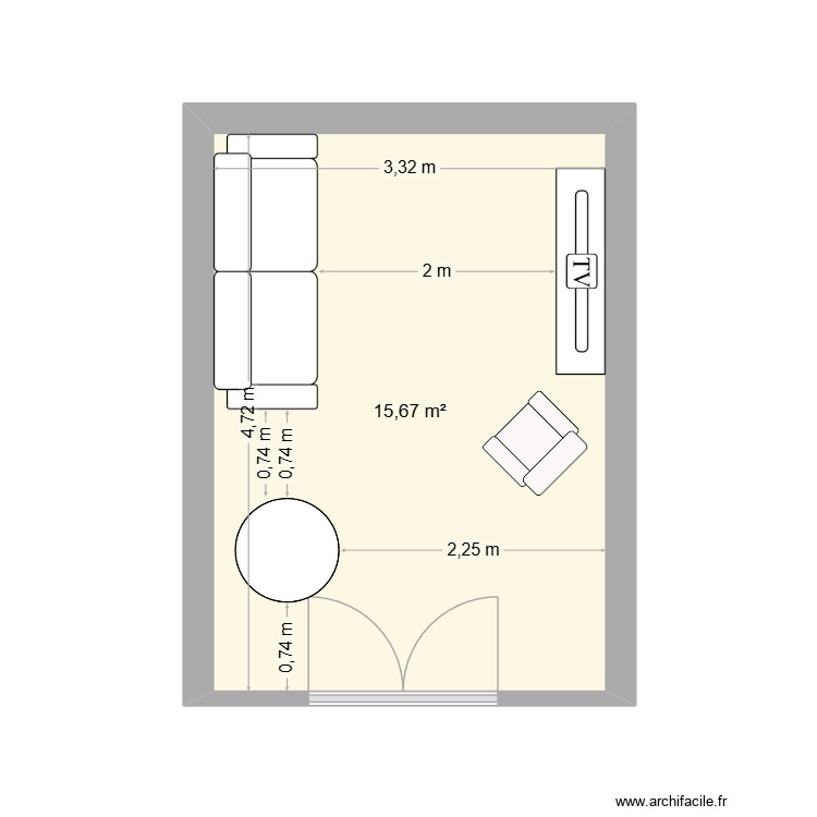 salon 90cm. Plan de 0 pièce et 0 m2