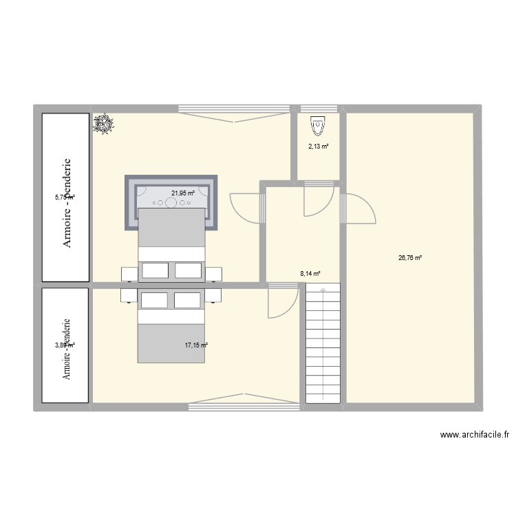 MAISON étage. Plan de 7 pièces et 86 m2