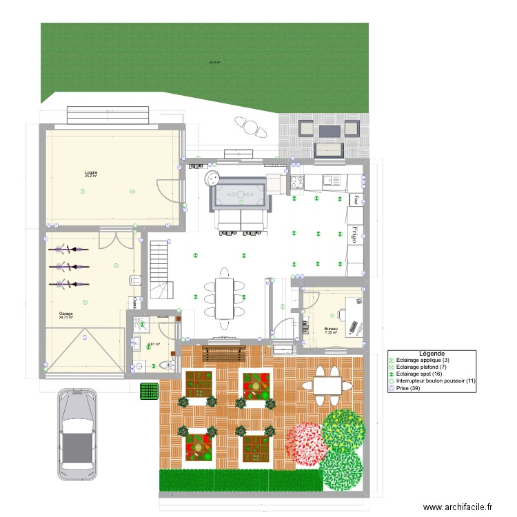 Peupliers RDC 6 Août 2025 salon jardin2. Plan de 4 pièces et 62 m2