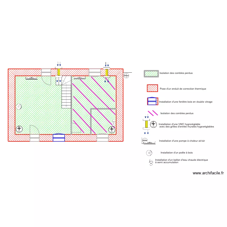 Dubreuilh apr&egrave;s trax (soliha24)sc&eacute;nar 1 &eacute;tape 2 sc&eacute;nar 2. Plan de 4  et 44 m²