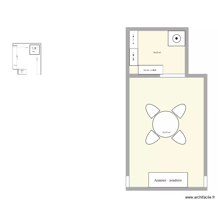 Plan 2D salle de stockage. Plan de 2  et 67 m²