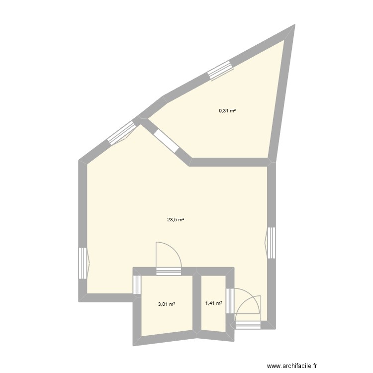 Appt 5. Plan de 4 pièces et 37 m2
