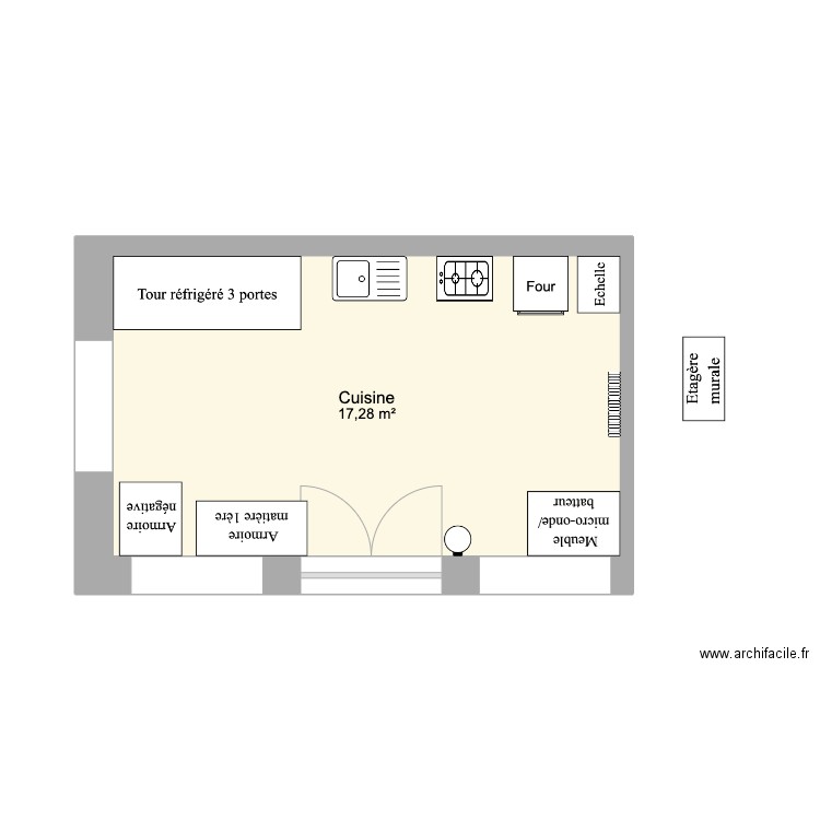 Labo pat. Plan de 1 pièce et 17 m2