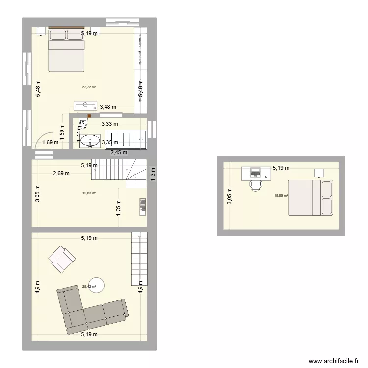 david2. Plan de 4  et 85 m²
