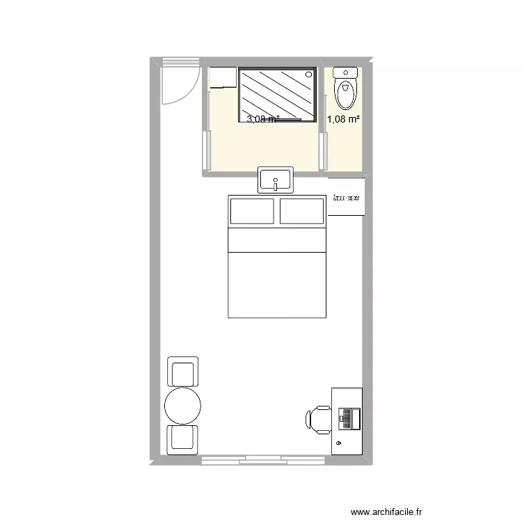 chambre Else. Plan de 2  et 4 m²