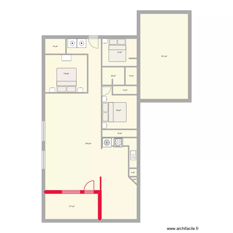 R&eacute;novation BSL 2. Plan de 13 Pièces et 136 m²
