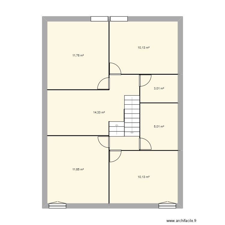 R+1 rachid. Plan de 7 pièces et 66 m2