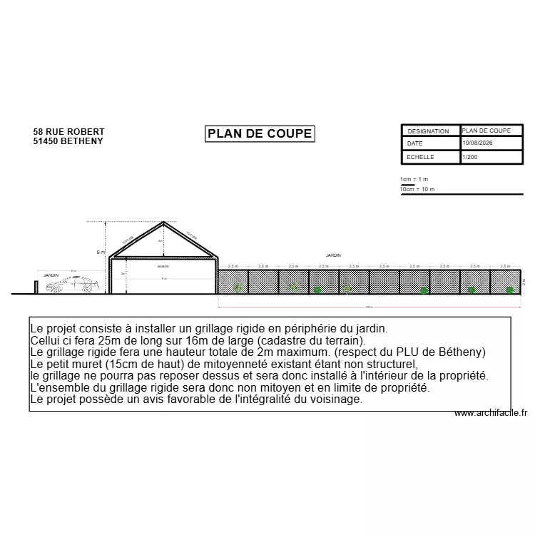 PLAN DE COUPE PALISSADE OK. Plan de 18 et 116 m² PLAN DE COUPE PALISSADE OK. Plan de 18 et 116 m²