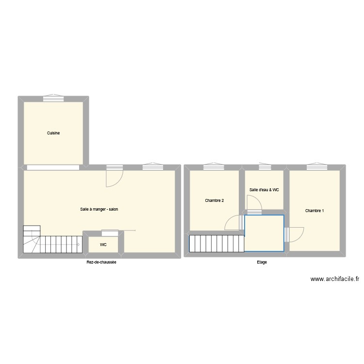 GR3336. Plan de 7 pièces et 61 m2